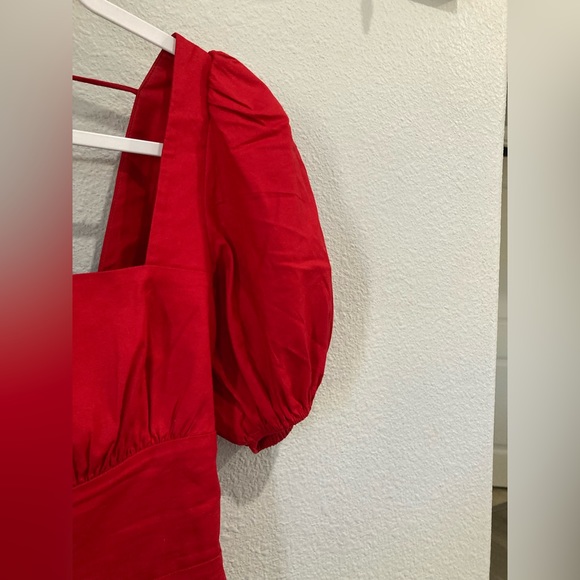 Reformation Designer Romantic Red Fiske Boho Puff Sleeve Victorian Stretch Top - Picture 6 of 14